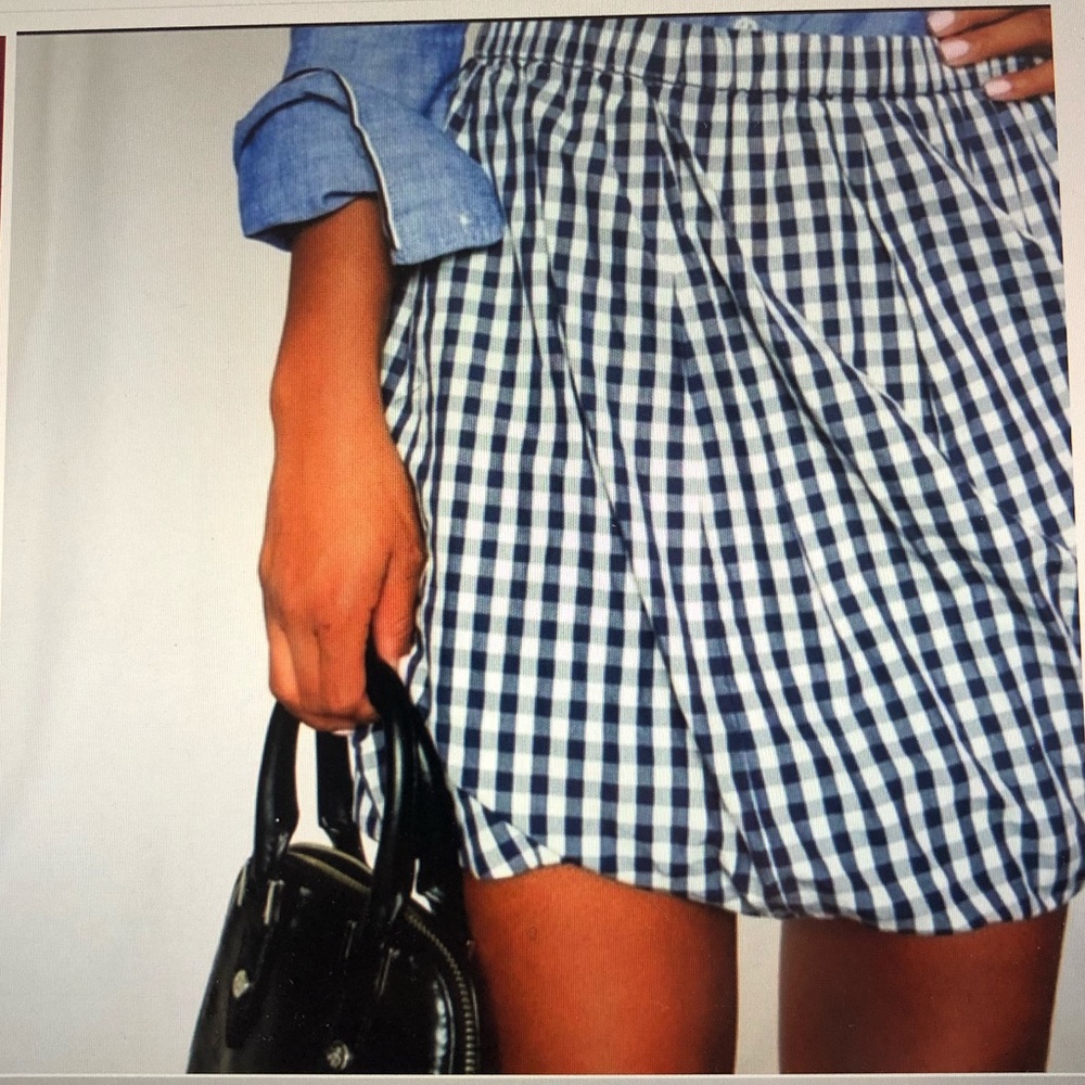 JCrew Navy Gingham bubble skirt